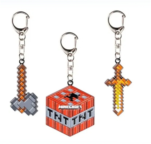  Minecraft Keychain Set of 3 Pieces